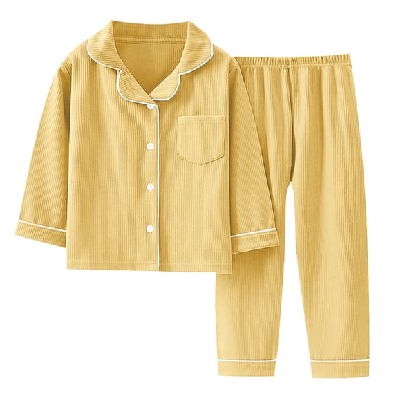 REDARER Girls' Ribbed Cotton Open-Front Cardigan Long-Sleeve Sleepwear Set - Cozy Toddler Kids Loungewear Home Pajamas Outfit,12-13 Years
