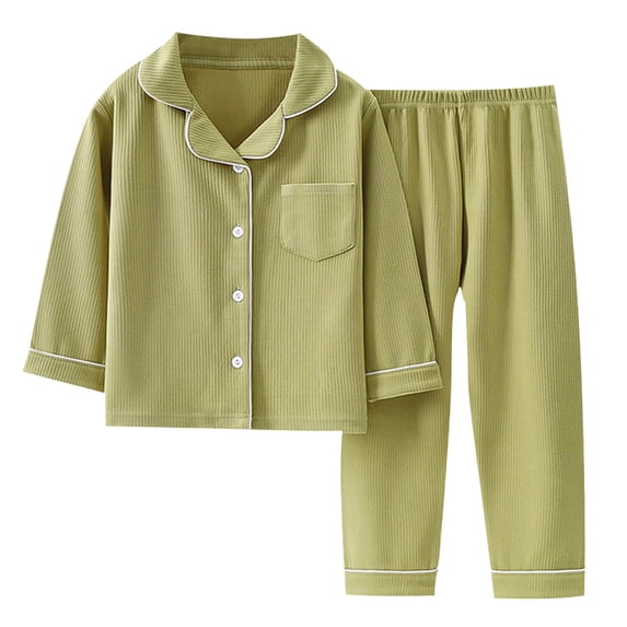 REDARER Girls' Ribbed Cotton Open-Front Cardigan Long-Sleeve Sleepwear Set - Cozy Toddler Kids Loungewear Home Pajamas Outfit,12-13 Years
