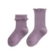 thumbnail image 1 of REDARER Girls' Ruffled Crew Socks - Soft Selvedge Cotton Socks for Winter/Autumn, Comfortable Mid-Calf Princess Socks, 1 of 5