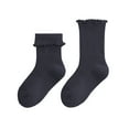 thumbnail image 1 of REDARER Girls' Ruffled Crew Socks - Soft Selvedge Cotton Socks for Winter/Autumn, Comfortable Mid-Calf Princess Socks, 1 of 5