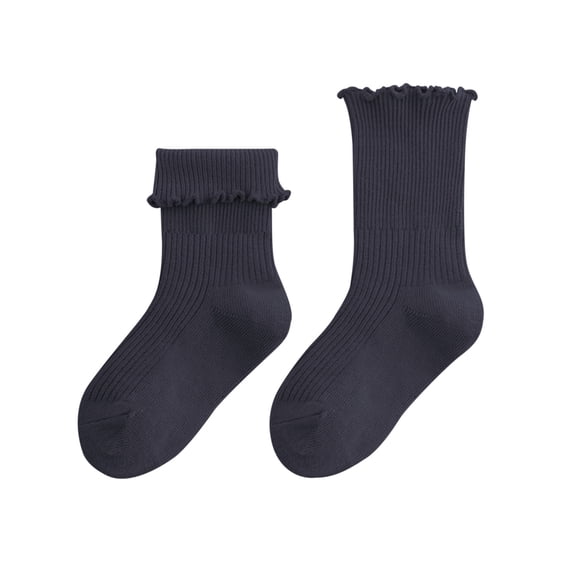 REDARER Girls' Ruffled Crew Socks - Soft Selvedge Cotton Socks for Winter/Autumn, Comfortable Mid-Calf Princess Socks