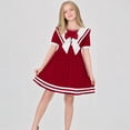 thumbnail image 1 of REDARER Girls Sailor Dress Short Sleeve Nautical Pleated Skirt with Bow Tie for School & Casual Wear,6-7 Years, 1 of 8