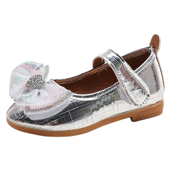 REDARER Girls Sandals Bow Heart Water Decoration Cute Flat Bottom Lightweight Hook Loop Princess Shoes,Size 2.5-3 Years