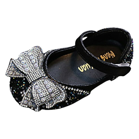 REDARER Girls Sandals Cute Sequin Bow Decoration Hook Loop Versatile Comfortable Princess Shoes,Size 2-2.5 Years