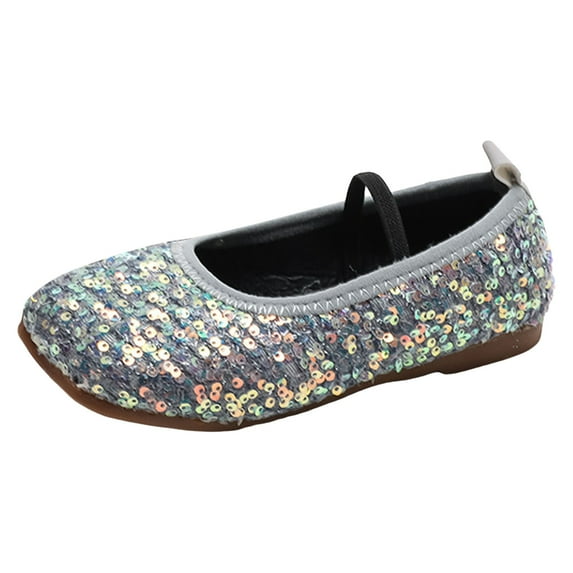 REDARER Girls Sandals Fashionable Pattern Sequin Decoration Cute Flat Bottom Soft Comfortable Lightweight Princess Shoes,Size 7-7.5 Years