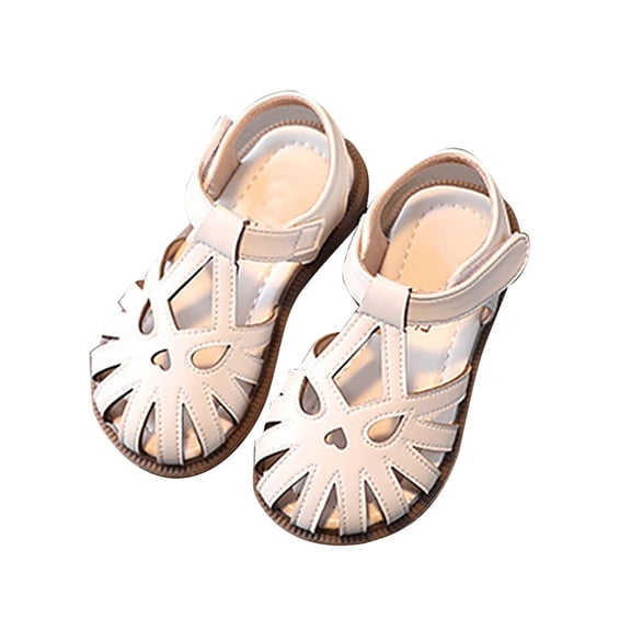 REDARER Girls Sandals Half Open Toe Mesh Design Sandals Flat Sandals Summer Dress Shoes for Toddler Little Child,2-2.5 Years