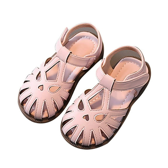 REDARER Girls Sandals Half Open Toe Mesh Design Sandals Flat Sandals Summer Dress Shoes for Toddler Little Child,7-8 Years