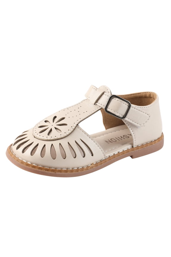 Girls Sandals Open Toe Princess Shoes Soft Soled Cut Out Beach Sandals,Size 6-7 Years