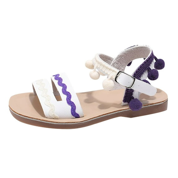 REDARER Girls' Sandals Summer Girls' Shoes Soft Sole Embroidered Children's Roman Shoes,Size 7