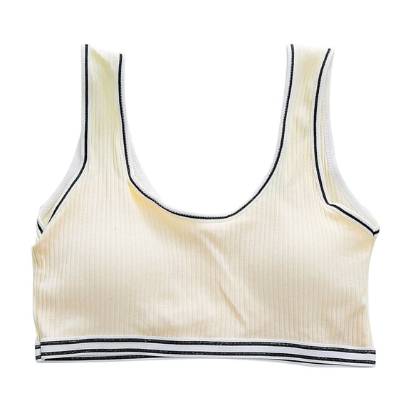 REDARER Girls Seamless Sports Bra, Striped Crop Top, Lightweight Wirefree Camisole for Teens, Breathable & Stretch Comfort,Size for One Size