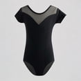 thumbnail image 1 of REDARER Girls Short Sleeve Ballet Leotard with Mesh V-Neck Dance Performance for Jazz & Recital Outfit for Kids,5-6 Years, 1 of 3