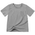 thumbnail image 1 of REDARER Girls Short Sleeve Pocket T-Shirt Solid Color Casual Top For Summer School Beach Activities,Color:1 Grey,Size:4-5 Years, 1 of 5