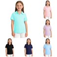 thumbnail image 1 of REDARER Girls Short Sleeve Polo Shirt Solid Breathable Comfort School Uniform Casual Tops,3-4 Years, 1 of 4