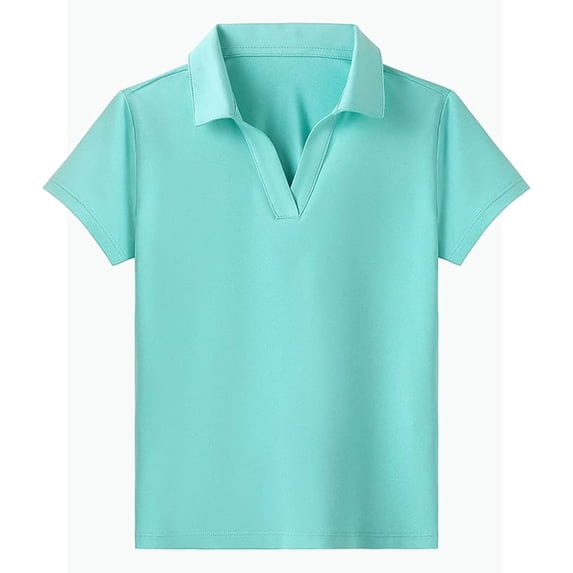 REDARER Girls Short Sleeve Polo Shirt Solid Color Breathable Athletic Casual School Top,7-8 Years