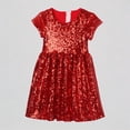 thumbnail image 1 of REDARER Girls' Short Sleeve Sequin Dress, Sparkly A-Line Party Dress for Wedding Bridesmaid Holiday Events,5Y, 1 of 8