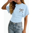 thumbnail image 1 of REDARER Girls Short Sleeve T-Shirt Leopard Print Bow Graphic Ruched Tie Waist Casual Summer Daily Tee,7-8 Years, 1 of 4