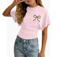 thumbnail image 1 of REDARER Girls Short Sleeve T-Shirt Leopard Print Bow Graphic Ruched Tie Waist Casual Summer Daily Tee,9-10 Years, 1 of 4