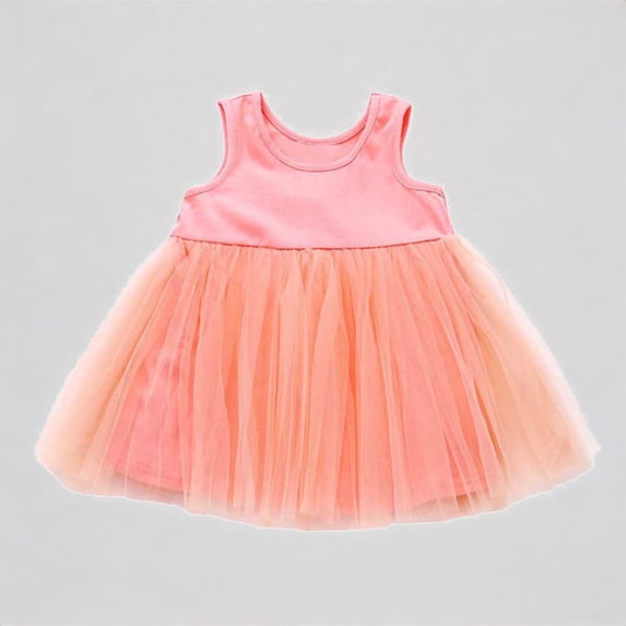 REDARER Girls Sleeveless Dress with Tulle Skirt Princess Party Outfit,9-12 Months
