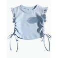 thumbnail image 1 of REDARER Girls Sleeveless Ruffle Crop Tank Top Drawstring Ruched Solid Casual Summer Daily Tee,12-24 Months, 1 of 4