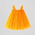 thumbnail image 1 of REDARER Girls Sleeveless Ruffle Strap Tutu Dress with Star Print Summer Holiday Party Dance Tulle Dress for Kids,5-6 Years, 1 of 5