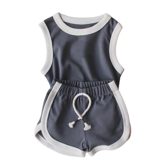 REDARER Girls Sleeveless Tank & Trimmed Shorts, Casual Athletic 2-Piece Playwear Set,6-9 Months