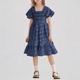 thumbnail image 1 of REDARER Girls Smocked Square Neck Floral Embroidered Flutter Sleeve Tiered Ruffle Dress Casual Spring Summer Party Outfit,9-10 Years, 1 of 4