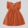 thumbnail image 1 of REDARER Girls Solid Cotton Dress Flutter Sleeve Casual Summer A-Line Dress for Everyday Wear,3-4 Years, 1 of 6
