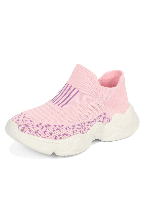 Girls' Sports Shoes for Children - Flat Thick Bottom, Lightweight, No-Lace Hook & Loop, Mesh Upper for Breathability & Comfort, Easy to Wear,for Size 11-11.5 Years