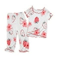 thumbnail image 1 of REDARER Girls Strawberry Pajama Set, Thin Wooden Ear Edge Short Sleeve Homewear, Summer Air Conditioning Clothes,2-3 Years, 1 of 5