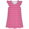 thumbnail image 1 of REDARER Girls Striped Flutter Sleeve Dress, Soft Cotton Casual Nightgown for Summer Loungewear & Home Wear,3-4 Years, 1 of 2