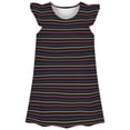 thumbnail image 1 of REDARER Girls Striped Flutter Sleeve Dress, Soft Cotton Casual Nightgown for Summer Loungewear & Home Wear,6-7 Years, 1 of 2