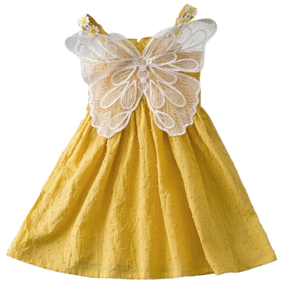 REDARER Girls Summer Cotton Dress Girls Princess Dress Butterfly Net Skirt Clothing Sets ,18-24 Months