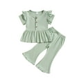 thumbnail image 1 of REDARER Girls Summer Short Sleeve Ruffles Tops and Shorts 2PCS Outfits Clothes Set for Children Clothes,4-5 Years, 1 of 8