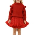 thumbnail image 1 of REDARER Girls Sweater Dress Two Piece Set Crewneck Puffy Skirt Outfit for Autumn Winter,5-6 Years, 1 of 9