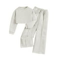 thumbnail image 1 of REDARER Girls Sweatshirt Set 2PC, Solid Top & Trousers, Fall Winter Casual Suit, Kids Sets Clothes, for Size 7-8 Years, 1 of 8