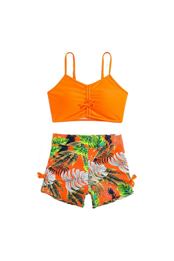 Girls Swimsuit Girls Swimwear Bathing Suits for Girls 2 Piece Swimsuit Adjustable Straps Padded Swimwear Tankini,Girls Swimsuit,8-9 Years