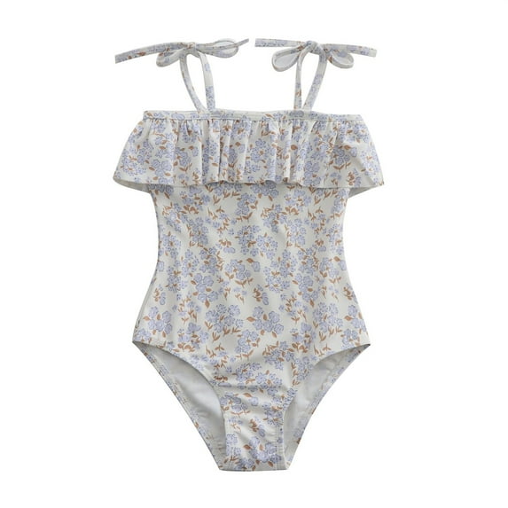 REDARER Girls Swimwear Floral Print Strappy Swimsuit for Outdoor Summer Beach Play Comfortable Durable Swimwear,Girls Swimsuit,4-5 Years