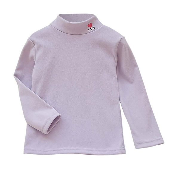 REDARER Girls Thermal Long Sleeve Shirt Double Layered Lined Half Turtleneck Top Winter Warm Base Layer Tee Soft,Color:Purple,Size:2-3 Years