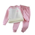 thumbnail image 1 of REDARER Girls Thermal Underwear Set Lined Pajamas, Long Sleeve Top and Pants for Kids Cold Weather,12-18 Months, 1 of 8