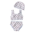 thumbnail image 1 of REDARER Girls Three Piece Swimsuit Girls' Swimwear Floral Striped Dot Swimming Suits Bathing Suit for Girls Swim Trunk with Swimming Cap,Girls Swimsuit,12-24 Months, 1 of 9