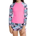 thumbnail image 1 of REDARER Girls Tree Print Two Piece Swimsuit Long Sleeve Rash Guard Top & Shorts Set,9-10 Years, 1 of 4