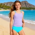 thumbnail image 1 of REDARER Girls Tropical Leaf Print 2-Piece Tankini Set, Ruched Tank Top with Printed Bikini Bottom,15-16 Years, 1 of 4