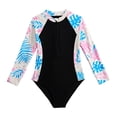 thumbnail image 1 of REDARER Girls Tropical Leaf Print Long Sleeve One Piece Swimsuit with Front Zipper UPF 50+ Sun Protection Swimwear for Summer Beach,9-10 Years, 1 of 5