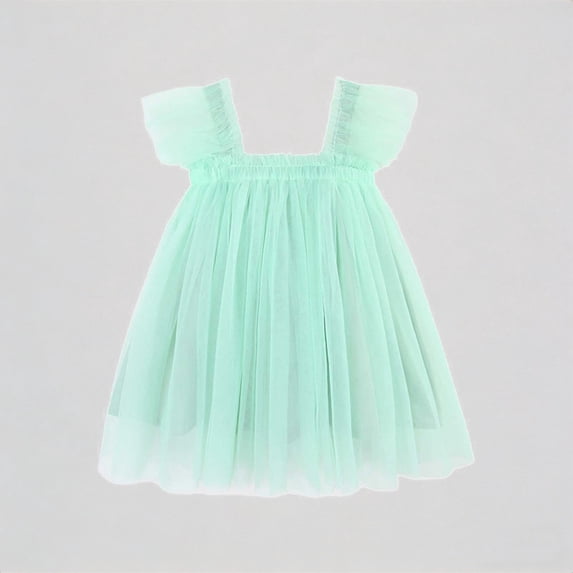 REDARER Girls Tulle Dress with Ruffled Flutter Sleeves Princess Party Outfit,12-18 Months