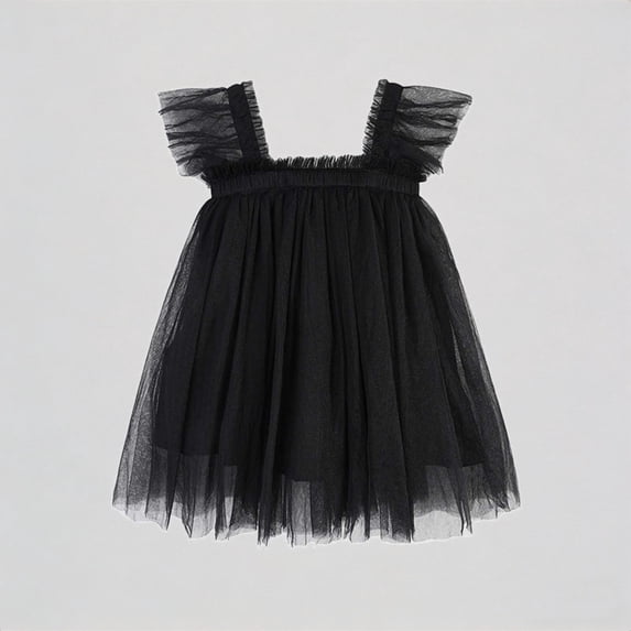 REDARER Girls Tulle Dress with Ruffled Flutter Sleeves Princess Party Outfit,12-18 Months