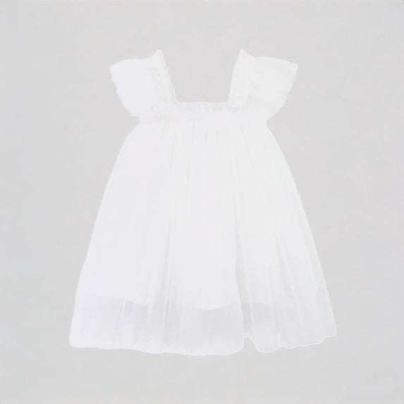 REDARER Girls Tulle Dress with Ruffled Flutter Sleeves Princess Party Outfit,12-18 Months