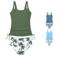 thumbnail image 1 of REDARER Girls Two Piece Tankini Swimsuit Solid Cutout Strap Side Drawstring Ruched Top Tree Print Bikini Summer Pool Beach Bathing Suit,15-16 Years, 1 of 4