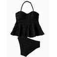 thumbnail image 1 of REDARER Girls Two Piece Tankini Swimsuit Textured Ruffle Halter UPF 50+ Sun Protective Swimwear Summer,9-10 Years, 1 of 4