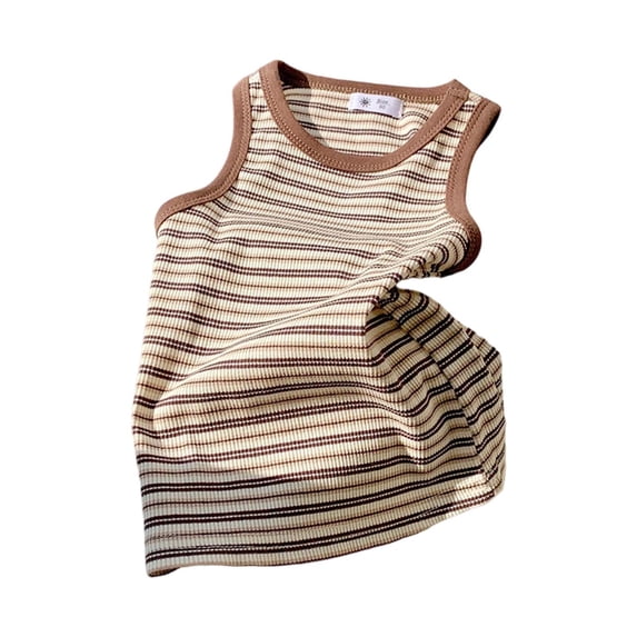 REDARER Girls' Vintage Striped Tank Top - Sleeveless Slim Fit Summer Stretchy Comfortable Toddler Kids Layering Outer Wear Everyday Playwear,3-4 Years