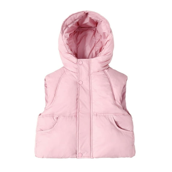 REDARER Girls Winter Coat Warm Thickened Padded Vest with Hood Outdoor Windproof Jacket for Toddler Kids Lined Thermal Insulated,Kids Clothing,Size:7-8 Years